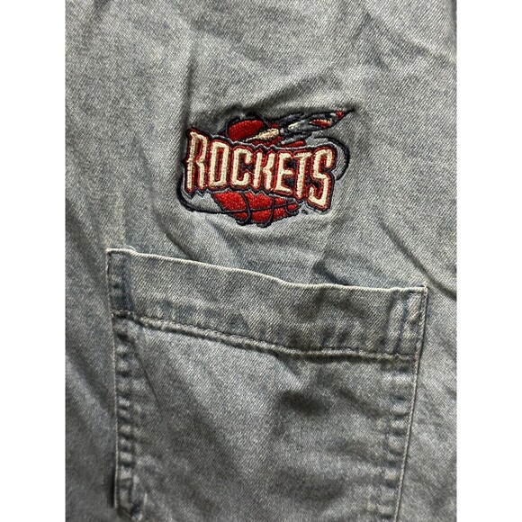 Vintage True Fan Sportswear Blue DENIM Houston ROCKETS Basketball NBA Shirt Lg - Picture 2 of 5